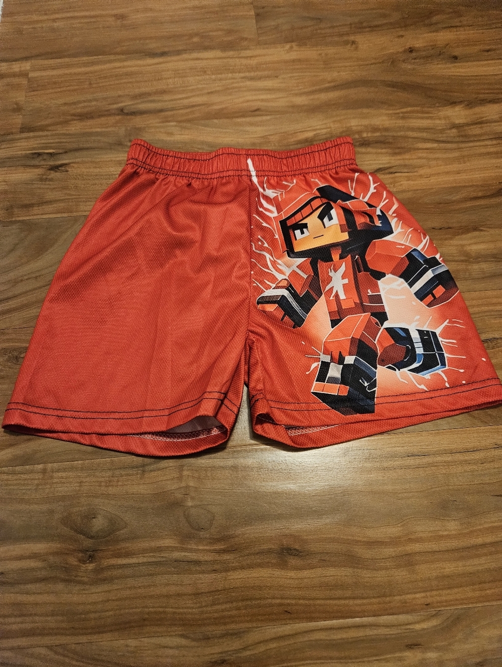 Red Boys' Athletic Shorts with Character Graphic 7-8 Y/o